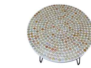 Table d'appoint en mosaïque éblouissante: Art irisé-Table basse bleue-Table d'appoint-Décor de salon-Cadeau - Product Image 4