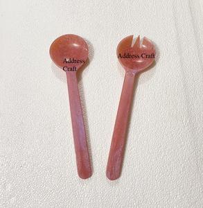 Serveur à salade en tourbillon bleu personnalisé fabriqué à la main par une usine indienne Ensemble de 2Pcs dernier cri outil à salade pour ustensiles de cuisine - Product Image 5