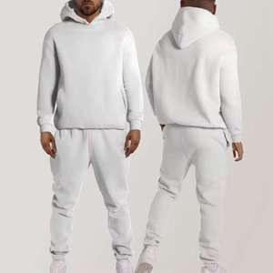 Venta al por mayor personalizado 2 piezas Unisex invierno Streetwear hombres chándales 100% algodón con capucha Joggers cordón de cierre para los deportes - Product Image 3