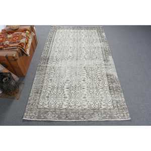 Alfombra Turca, Alfombra Vintage de 5.1x4.8 pies, Alfombra de Lana Gris - Product Image 1