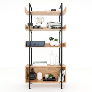 Étagère décorative sur pied à 4 niveaux avec tiroirs 80x32x161cm pour salon par Vernon KS68073 - Product Image 2