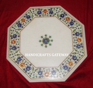 Beautiful Handcraft White Marble Inlay <b>Work</b> Coffee and Tea <b>Table</b> Tops Manufacturer Unique Design High Quality Finishing Polished - Product Image 1