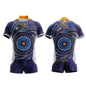 Maillot de football de rugby personnalisé respirant de style autochtone avec uniforme de rugby à imprimé léopard 3D de grande taille - Product Image 2