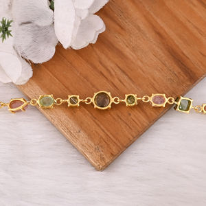 Wholesale 925 Sterling <b>Silver</b> Vintage Style Link <b>Chain</b> <b>Bracelets</b> for Women Multi Tourmaline <b>Bracelet</b> Engagement Wedding Party - Product Image 3