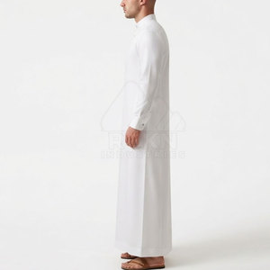 Nouvelle tunique en coton moderne coupe ajustée pour hommes, tenue islamique élégante, respirante, légère, longueur cheville, coupe confortable et stylée - Product Image 3