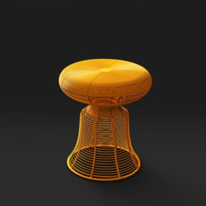 Tabouret classique en métal noir avec motif ange, ottoman multifonction écologique pour la décoration et les outils de salon - Product Image 2