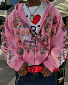 Wholesale Customised Oversized Zip Hoodie for Men Street <b>Vintage</b> Heavyweight Cotton Baggy Digital Plus Size Hoodies <b>Sweatshirts</b> - Product Image 4