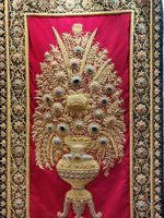 Zardozi Royal Jewel Rechteckiger Teppich und Wandbehang mit Marmor-Design aus 100% Baumwollstoff für Elegante Heimdekoration