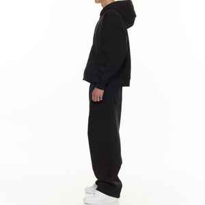 ชุดวอร์มผ้าคอตตอนแบบมีซิปชุดวอร์มมีฮู้ดและกางเกงวอร์มมีซิปทรงโอเวอร์ไซส์ผ้าคอตตอนออกแบบโลโก้ได้ตามต้องการ - Product Image 3