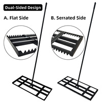 Outil de nivellement de pelouse VERTAK 3-en-1 à double usage, taille réglable, acier thermolaqué, râteau de nivellement détachable