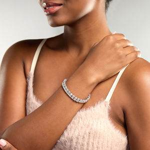 Asequible moda exquisita mujer 14K oro blanco oro y esmeralda corte diamantes reales tachonado lujo tenis pulseras al por mayor - Product Image 2