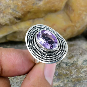 Plata de Ley 925 increíble lavanda amatista piedra preciosa venta al por mayor joyería de moda anillo de declaración precio de fábrica joyería al por mayor - Product Image 1