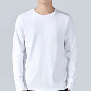 Camisa de manga larga para hombre con cuello redondo y color sólido para atuendos formales de negocios o informales. - Product Image 1