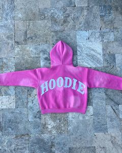 AceCart, sudaderas con capucha de lana de ganchillo con estilo para mujer, ropa de abrigo transpirable acogedora a prueba de viento para todas las estaciones, logotipo frontal dulce - Product Image 2