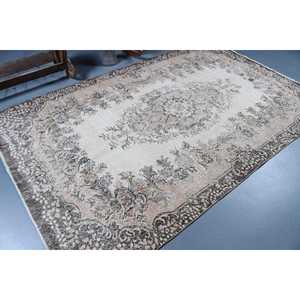 Tapis turc vintage 5,6x8,8 pi (171x269 cm), tapis marron à motifs floraux - Product Image 2