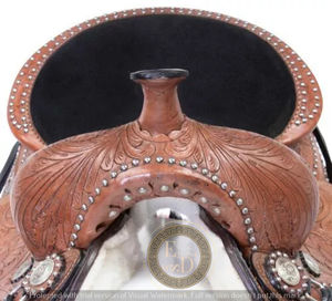 Selle en cuir véritable légère de qualité supérieure fabriquée à la main pour Western Barrel Racing Rodeo Performance Confortable Show Horse Riding - Product Image 5