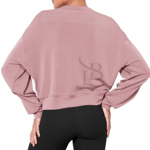 สเวตเชิ้ตคอกลมแขนยาวผ้าฝ้ายโพลีเอสเตอร์สำหรับผู้หญิงเสื้อกีฬาลำลองแฟชั่นแนววินเทจ - Product Image 6