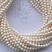 Chaîne de perles d'eau douce naturelles blanches lisses de 7 mm et 8 mm, qualité AAA, certifiées IGI, nouées à la main, pour la création de bijoux