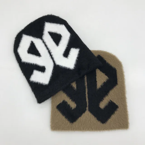 Vente chaude Unisexe Logo Personnalisé Tricot Mohair Bonnet Sans Manchette Polaire Fourrure Chaud Bonnets pour Voyage Vente Chaude Personnalisé Mohair Bonnet - Product Image 2