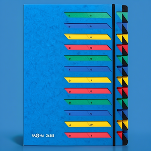 PAGNA Classic DIN <b>A4</b> Deskorganizer Blue Pressboard File <b>Folder</b> with 24 Compartment Block Multicolored 24 Compartments PAGNA - Product Image 3