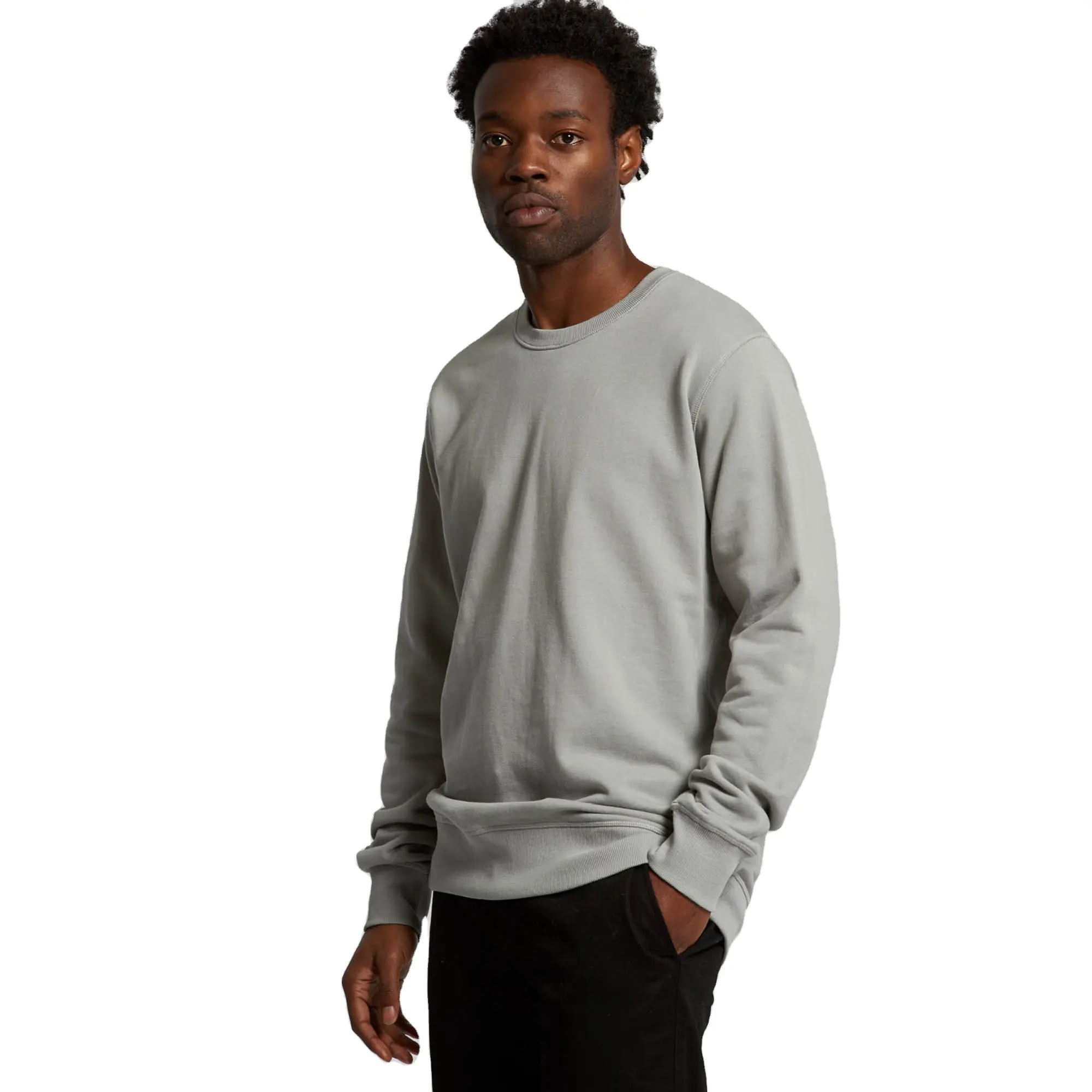 Streetwear Sweatshirts Met Ronde Hals, Zwaar Gewicht Katoenen Sweatshirts Van Hoge Kwaliteit Met Ronde Hals Zonder Capuchon, Effen Sweatshirts, Stijlvol