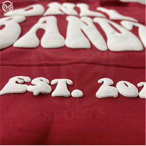 Vente en gros de sweat-shirt à glissière intégrale fabricant de sweat-shirt à glissière intégrale à transfert de chaleur surdimensionné personnalisé sweats à capuche à fermeture éclair intégrale en mousse avec logo 3d imprimé bouffant - Product Image 3