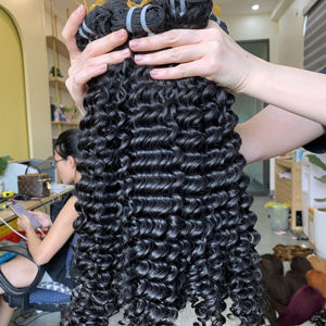 Vietnam Remy Extensions de Cheveux Humains Texture Ondulée Vague Profonde et Vague d'Eau Trame Vietnamienne Brute Tissage Trame Unique - Product Image 1