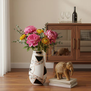 Decorative Iron Flower <b>Vase</b> Handmade Modern Style Enamel Print Premium Metal <b>Floor</b> <b>Vase</b> for Home and Events - Product Image 3