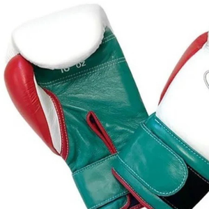 Gants de boxe professionnels en cuir blanc, vert et rouge, avec fermeture velcro au poignet, pour l'entraînement et le sparring, pour hommes et femmes - Product Image 3
