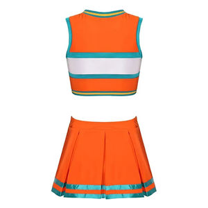 Meilleur prix professionnel de l'uniforme de pom-pom girl sans manches Pom-pom girl col rond sans manches haut court Mini Cheer leader uniforme - Product Image 3