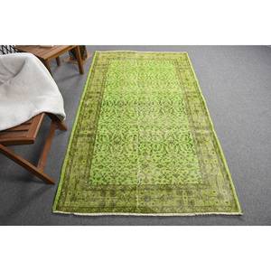 Alfombra turca Vintage verde clásica 3,9X6,7 pies diseño de retales de tejido plano para decoraciones de sala de estar - Product Image 1