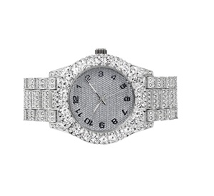 Reloj de lujo con tachuelas de diamantes de la mejor calidad para mujer con correa dorada de acero inoxidable a precios asequibles - Product Image 3