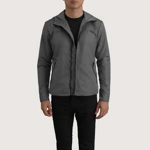 Veste coupe-vent à capuche Wesley Grey XL pour l'extérieur, en tissu softshell résistant, imperméable, coupe-vent, en polyester enduit, coupe ample - Product Image 1