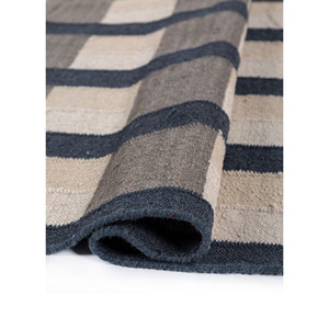 Alhambra Grey Black Flat Weaves Wool <b>Rugs</b> ADWL-13135 Home Use Jute <b>Rug</b> for Hallway Rectangle Striped Abstract for Room <b>Bedside</b> - Product Image 2