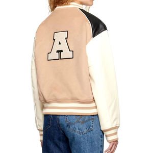 Veste Letterman en polyester à manches longues en laine pour femmes de qualité supérieure veste tricotée brodée de conception de baseball matelassée - Product Image 3