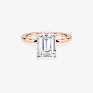 Anillo de Oro de 18K con Diamante Cultivado en Laboratorio con Corte Esmeralda, Estilo Geométrico Hip-Hop, Conjunto de Joyería para Boda y Compromiso, Oro Amarillo y Blanco - Product Image 5
