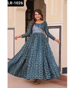 Choli con estampado de posición de desgaste étnico indio con vestido de trabajo tejido Jacquerd de grapa para funciones de boda y Festival WearDress - Product Image 1