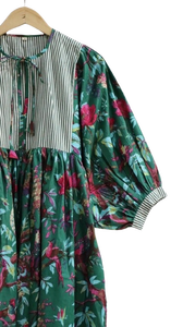 Vestido Midi de Verano para Mujer, Tejido Dulce, Ecológico, con Estampado Animal, Cuello Redondo, Cierre de Cordón, Algodón - Product Image 5