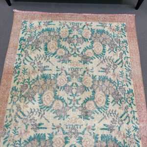 Alfombra Turca de 3.3x6.9 pies, Alfombra Vintage Decorativa, Alfombra Azul de Lana Marroquí - Product Image 3