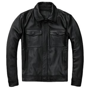 Veste en cuir de mouton véritable d'hiver pour homme Vintage marron rouge en toile 100% cuir naturel imperméable respirant - Product Image 3