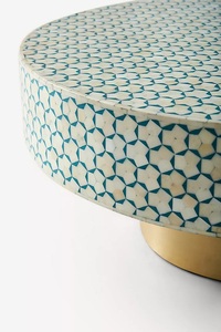 Meilleures maisons et hôtels de luxe Tables basses élégantes en incrustation d'os ronds de qualité supérieure aux prix de gros de l'Inde - Product Image 2