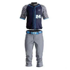 Ensemble complet d'uniformes de baseball personnalisés 100% polyester pour hommes, comprenant un maillot et un pantalon dans une couleur personnalisée - Product Image 1