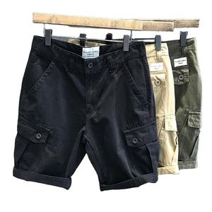 Men's Casual <b>Cargo</b> Shorts Mid Waist Plain Dyed Spandex/Polyester Breathable - Product Image 1