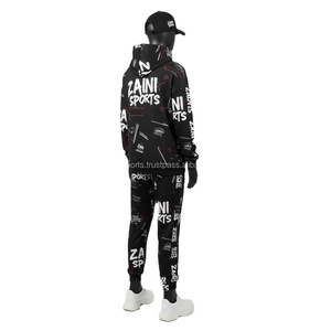 Survêtement en molleton de qualité supérieure pour femmes 320 GSM, coton doux et polyester mélangé, noir, blanc, imprimé graphique, logo personnalisé, survêtement grande taille - Product Image 5