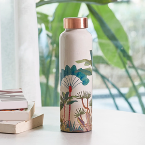 Premium Floral Printed Stainless <b>Steel</b> Insulated <b>Water</b> <b>Bottle</b> with Copper Finish Lid <b>Bottle</b> for Office Home Travel And Gifting - Product Image 4