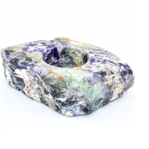 Portavelas de piedra natural de alta calidad, portavelas de ágata natural de fluorita arcoíris, mayorista de curación de Reiki de cristal de piedras preciosas - Product Image 1