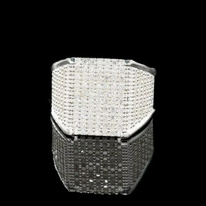 Anillo Cuadrado de Plata 925 con Moissanita y Diamantes, Anillo de Declaración Totalmente Cubierto de Piedras para Hombre, Estilo Hip Hop Audaz y Brillante - Product Image 1