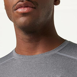 Haut de compression de base à manches longues à double couche pour hommes Chemise d'entraînement en coton respirant avec col montant et couche de base - Product Image 6