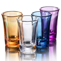 Verre à shot personnalisé multicolore soufflé à la main, sans plomb, durable, à base épaisse, en verre transparent de haute qualité pour la tequila et la vodka, idéal pour les fêtes