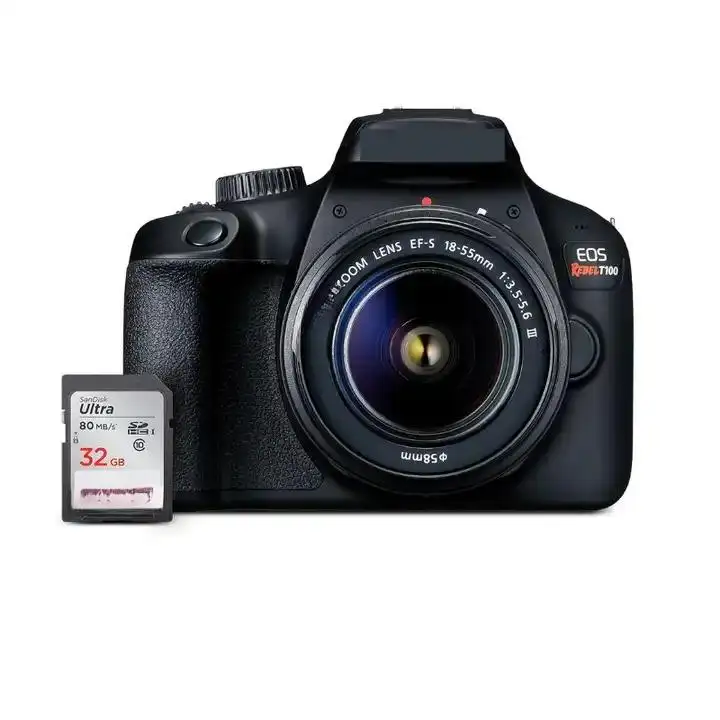 MEILLEUR VENDEUR Appareils photo numériques Rebel T100 Caméra avec EF-S 18-55mm f/3.5-5.6 III Objectif 18MP APS-C CMOS